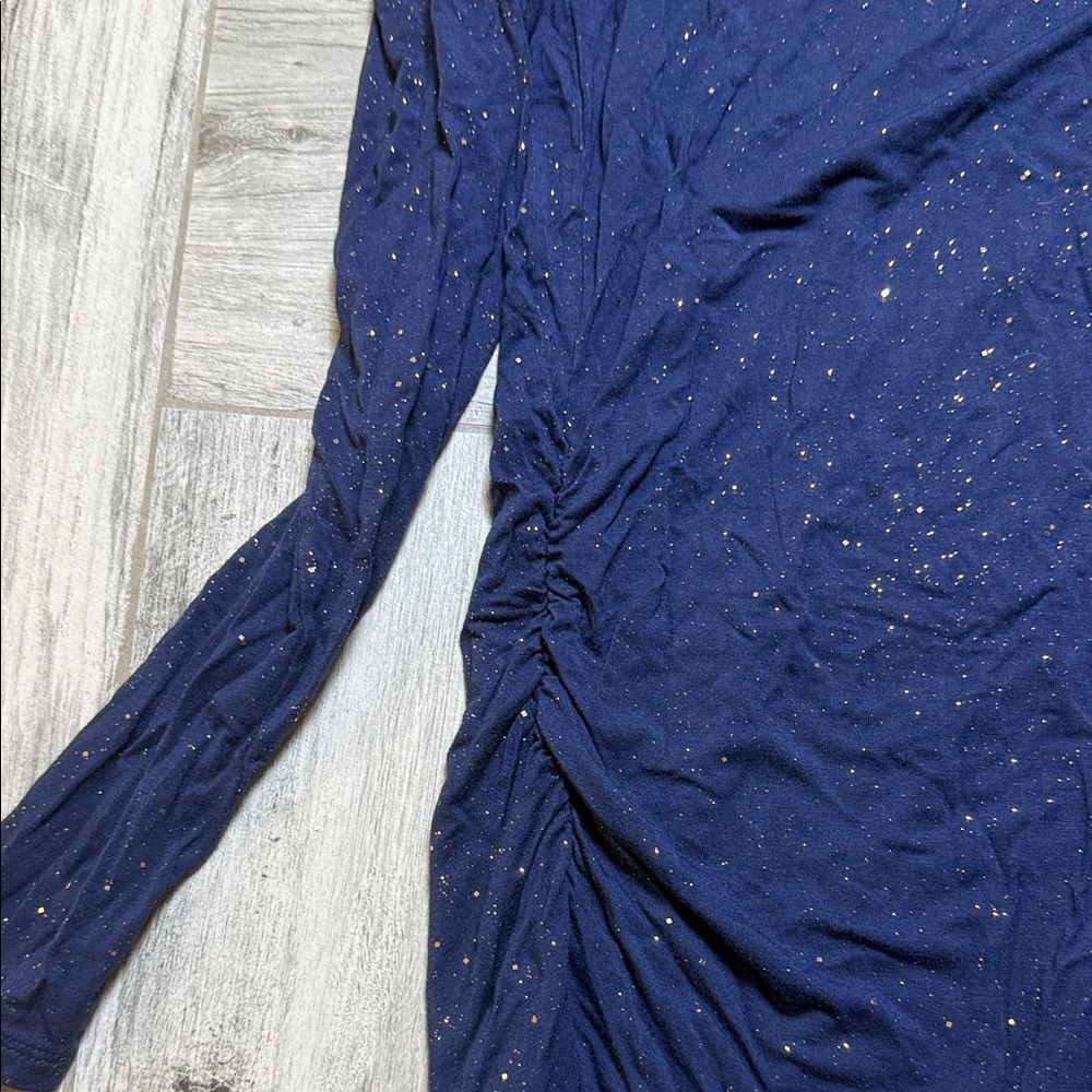 a:glow Maternity Navy Long Sleeve Metallic Fleck Top Medium - Picture 5 of 8